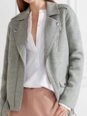 Theory Tralsmin DF New Divide Moto Jacket Size P in Gray Melange